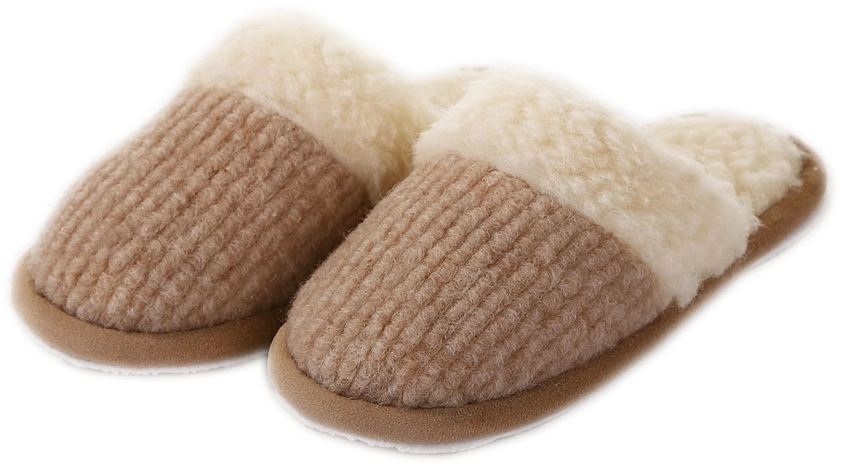 Kapcie Relax II - Beżowy - Wooltex.pl