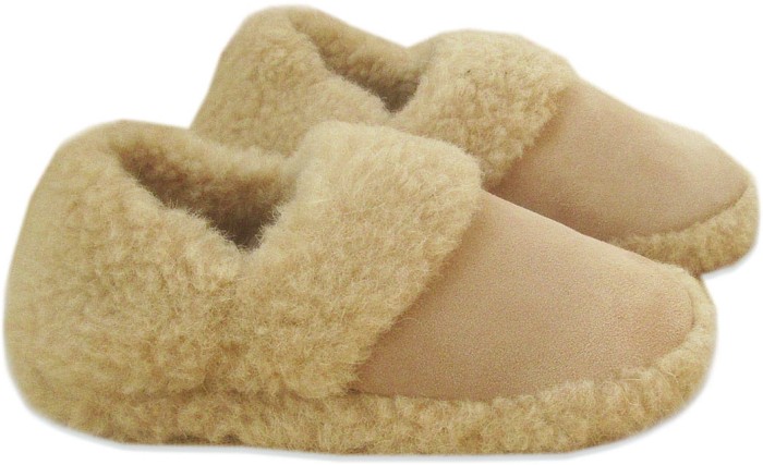 Kapcie Wełniane Pełne - Beżowy - Wooltex.pl