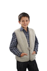 Kamizelka Wełniana Dziecięca - Popielaty - Wooltex.pl