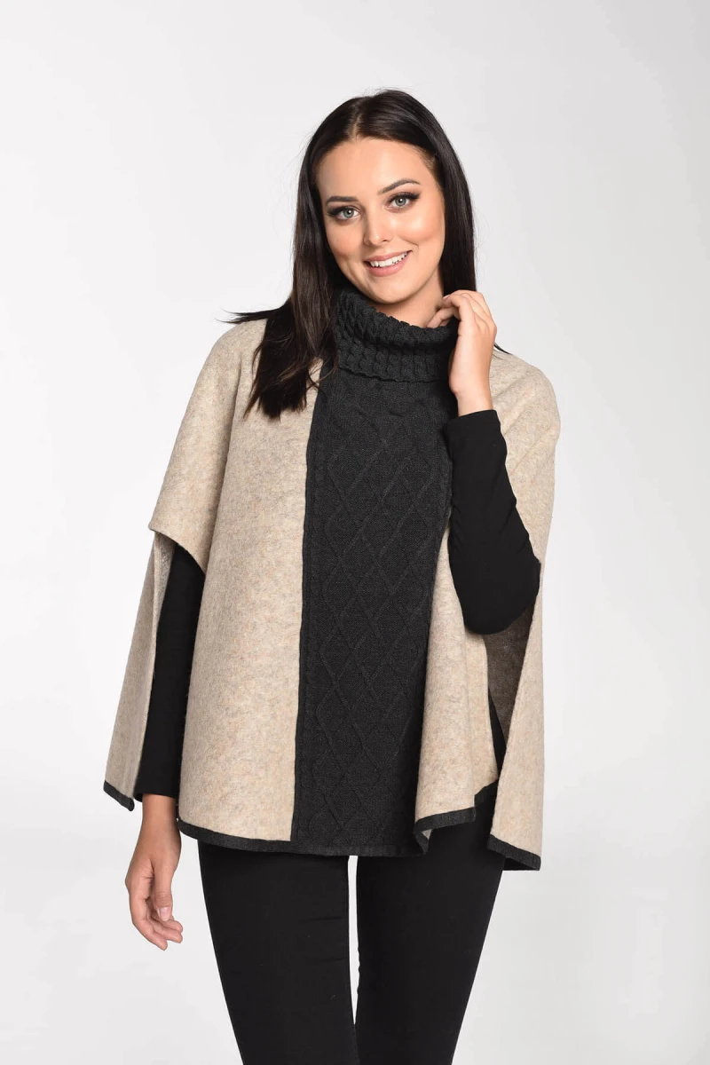 Ponczo wełniane Julia Beżowe