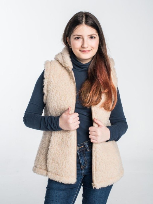 Kamizelka Wełniana Agnieszka - Beż - Wooltex.pl