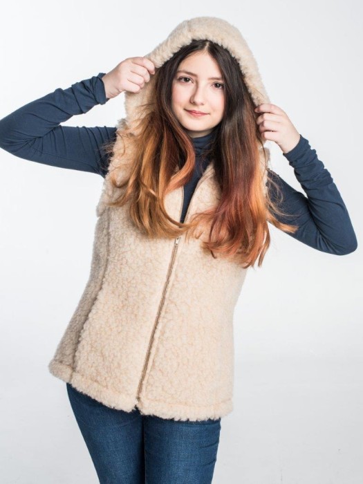 Kamizelka Wełniana Agnieszka - Beż - Wooltex.pl