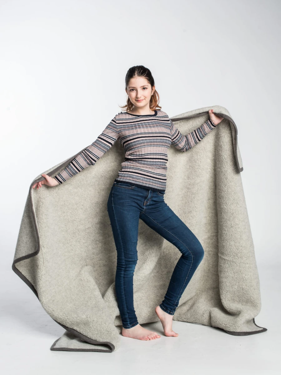 Koc Wełniany - Popielaty - Wooltex.pl