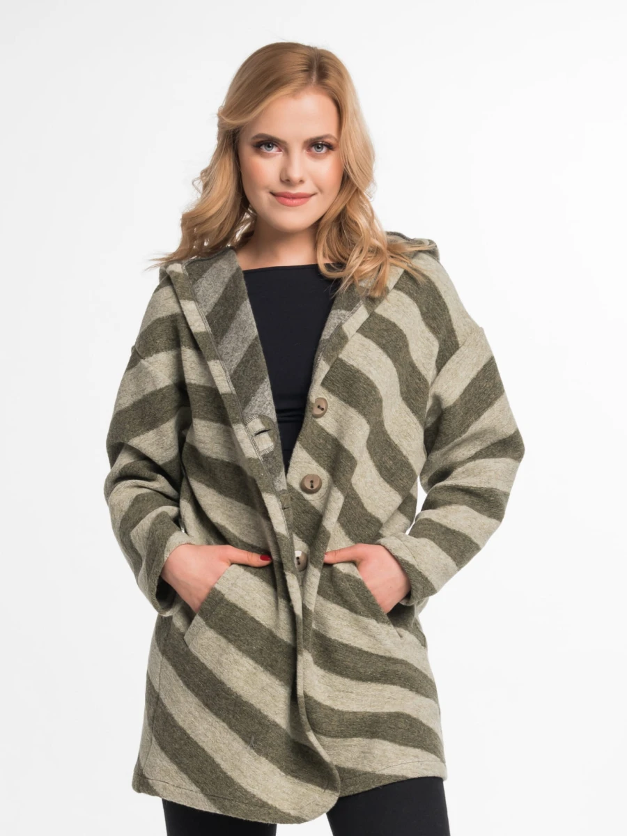 Sweter w ukośne pasy oliwkowy