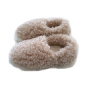 Kapcie wełniane dla dzieci Runo Beżowe Wooltex