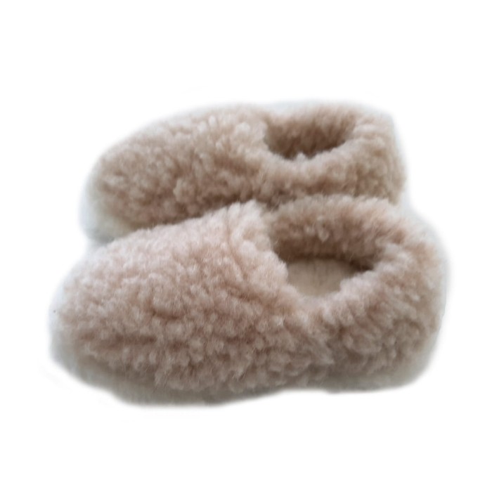 Kapcie Dziecięce Runo - Beżowe - Wooltex
