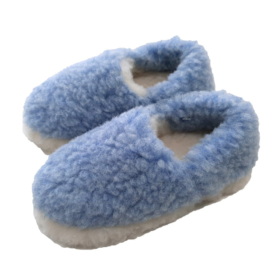 Kapcie Dziecięce Runo - Błękitne - Wooltex