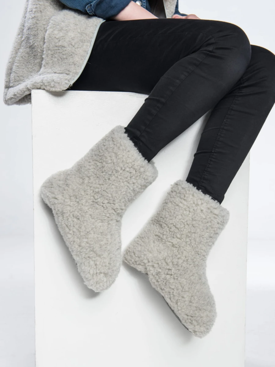 Bambosze Wełniane Eskimo - Popiel - Wooltex.pl