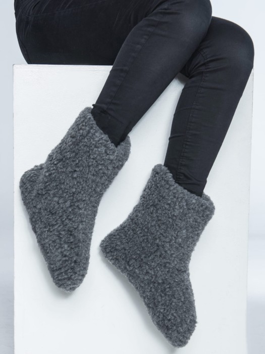 Bambosze Wełniane Eskimo - Grafit - Wooltex.pl