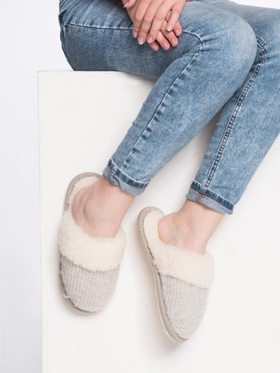 Kapcie Relax II - Popielaty - Wooltex.pl