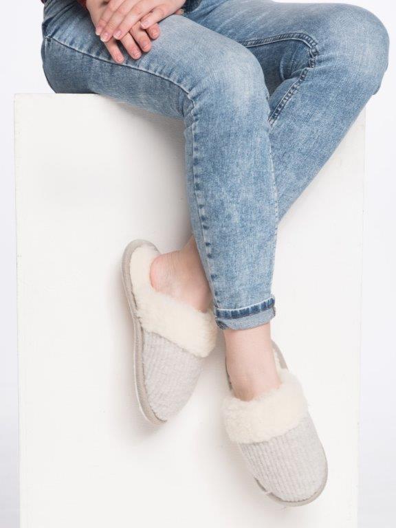 Kapcie Relax II - Popielaty - Wooltex.pl