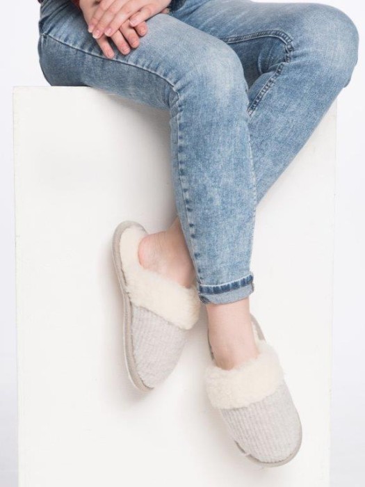 Kapcie Relax II - Popielaty - Wooltex.pl