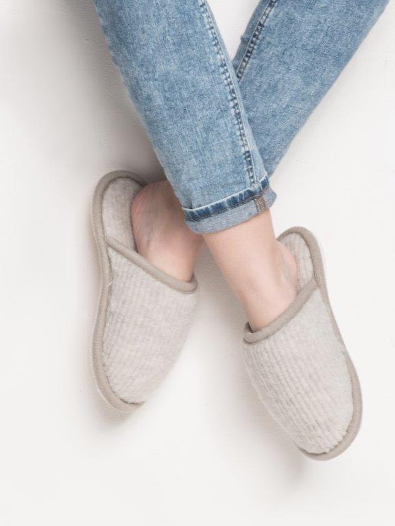 Kapcie Relax Classic - Popielaty - Wooltex.pl