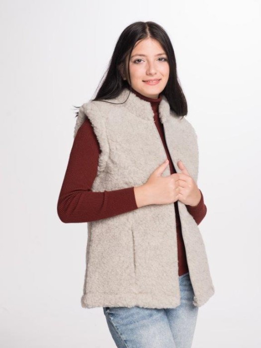 Kamizelka Wełniana Basia - Popielata - Wooltex.pl
