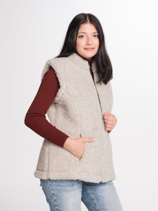 Kamizelka Wełniana Basia - Popielata - Wooltex.pl