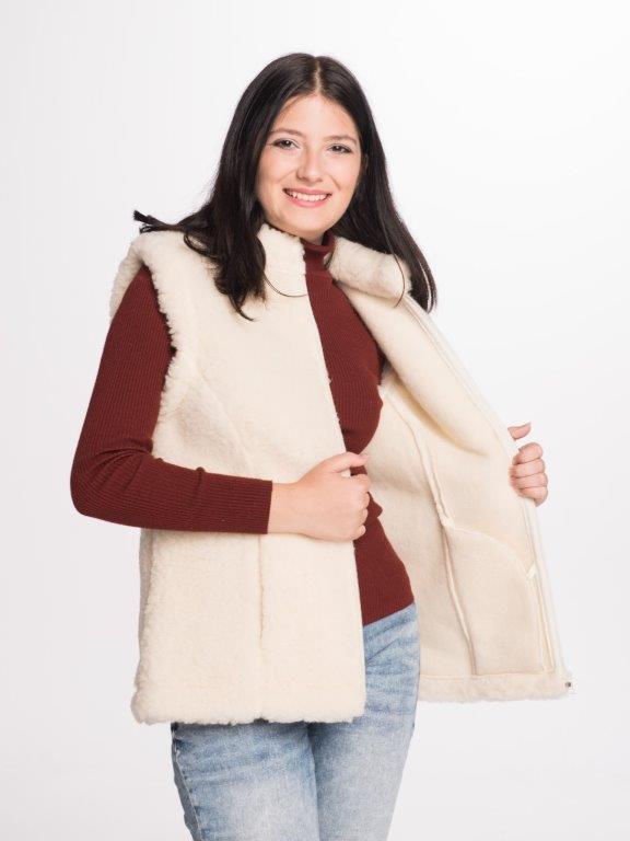 Kamizelka Wełniana Basia - Ecru - Wooltex.pl