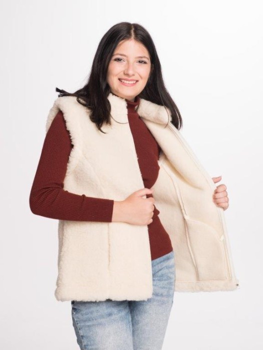 Kamizelka Wełniana Basia - Ecru - Wooltex.pl