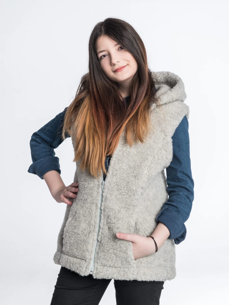 Kamizelka Wełniana Agnieszka - Popielata - Wooltex.pl