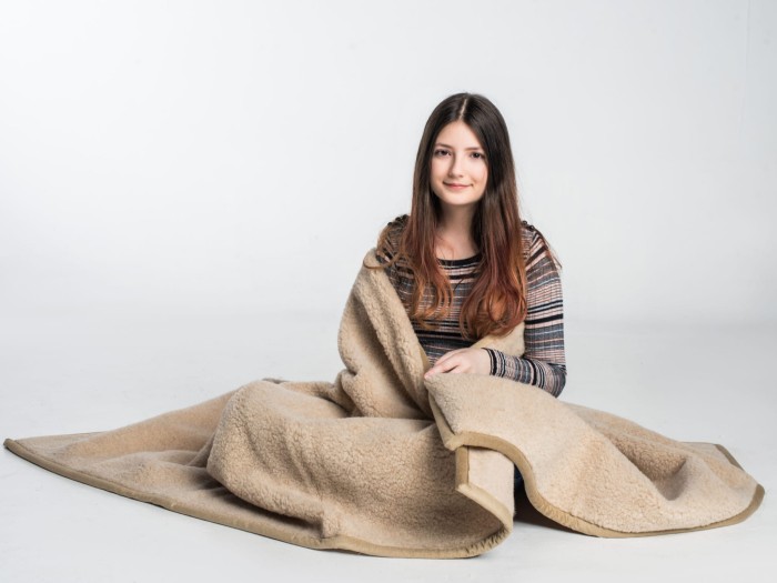 Koc Wełniany - Beżowy - Wooltex.pl
