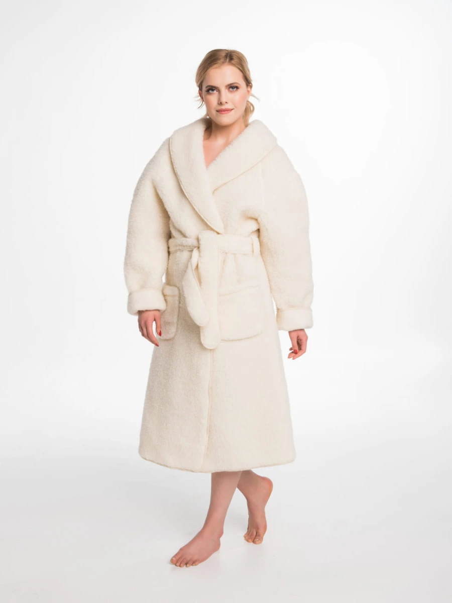 Szlafrok Wełniany - Ecru - Wooltex.pl