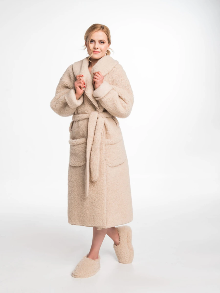 Szlafrok Wełniany - Beż - Wooltex.pl