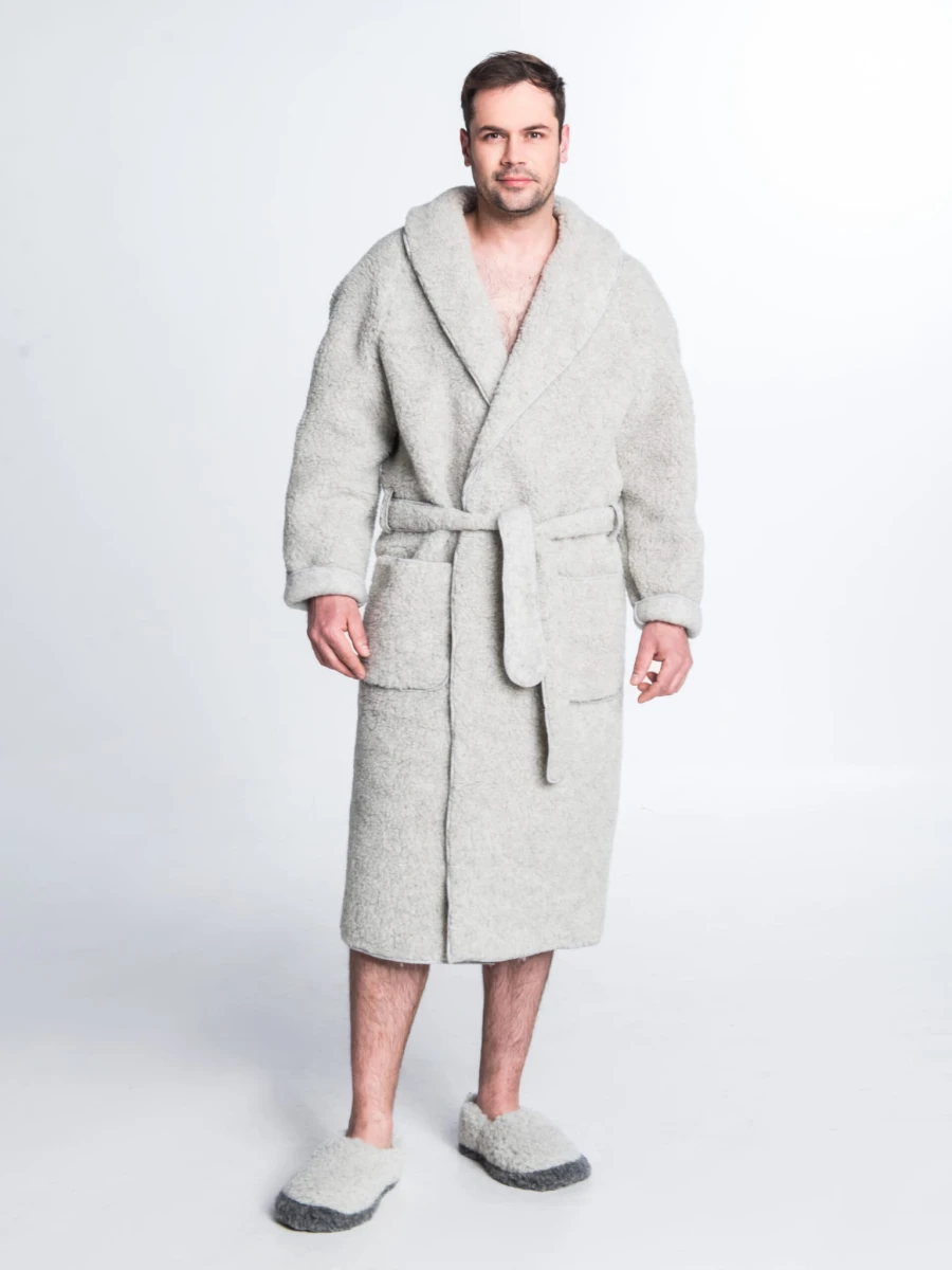 Szlafrok Wełniany - Popiel - Wooltex.pl