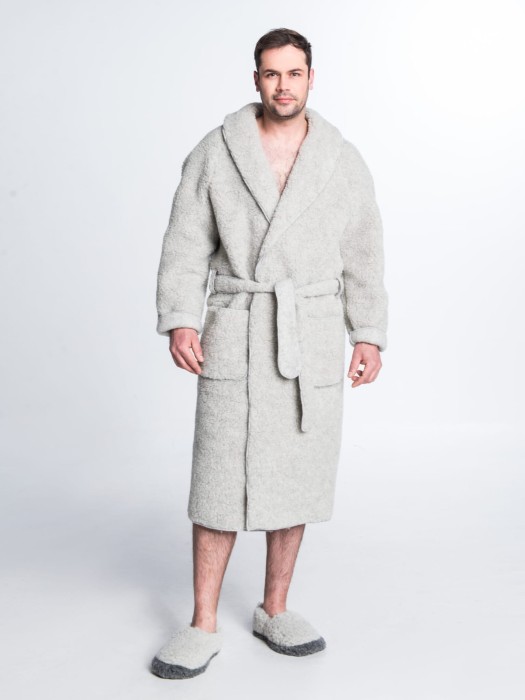 Szlafrok Wełniany - Popiel - Wooltex.pl