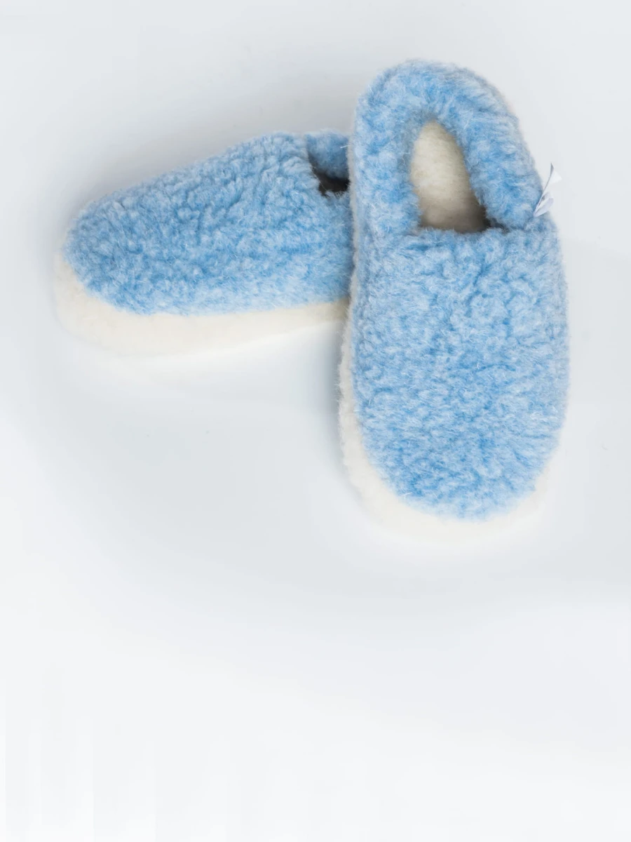 Kapcie Wełniane Runo - Błękitne - Wooltex.pl