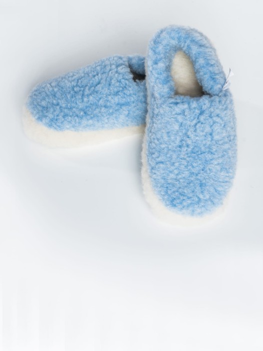 Kapcie Wełniane Runo - Błękitne - Wooltex.pl