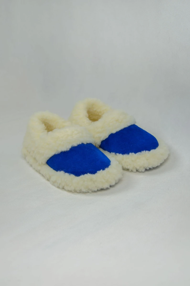 Kapcie Dziecięce Pełne - Niebieskie - Wooltex