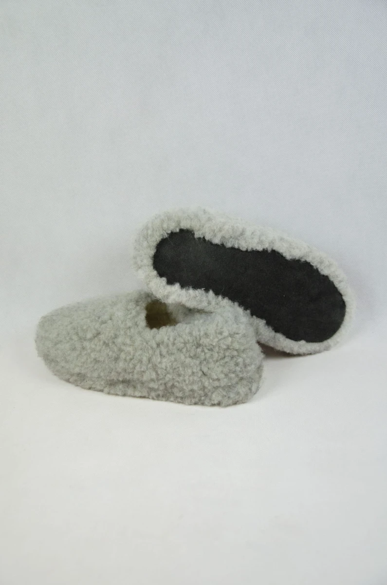 Kapcie Wełniane Runo - Popielaty - Wooltex.pl