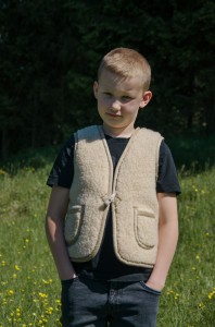 Kamizelka Wełniana Dziecięca - Beżowa - Wooltex.pl