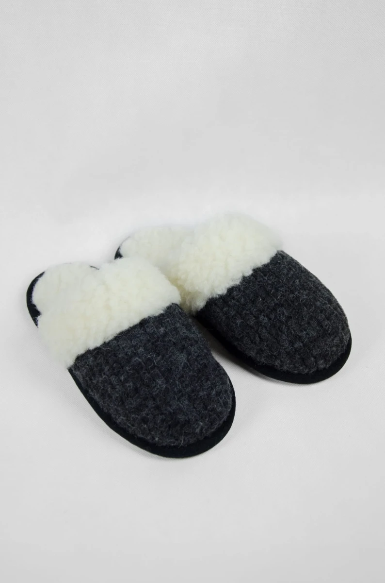 Kapcie Relax II - Grafitowy - Wooltex.pl