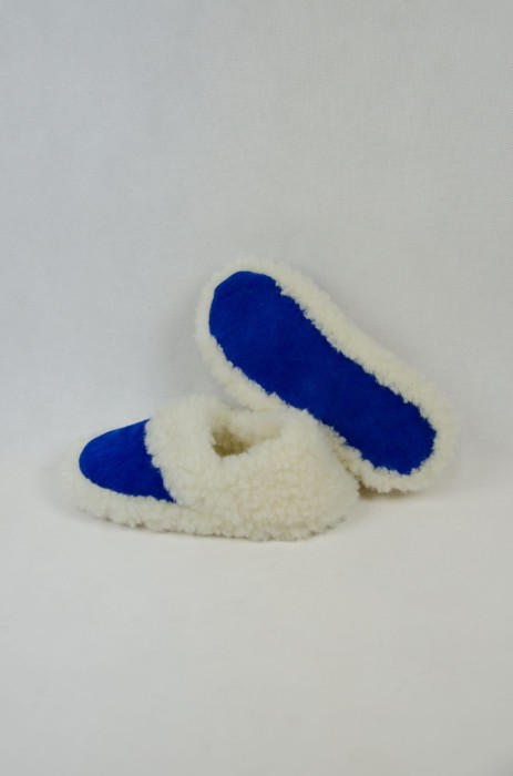 Kapcie Wełniane Pełne - Niebieski - Wooltex.pl
