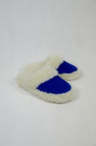 Kapcie Wełniane Wsuwane - Niebieski - Wooltex.pl