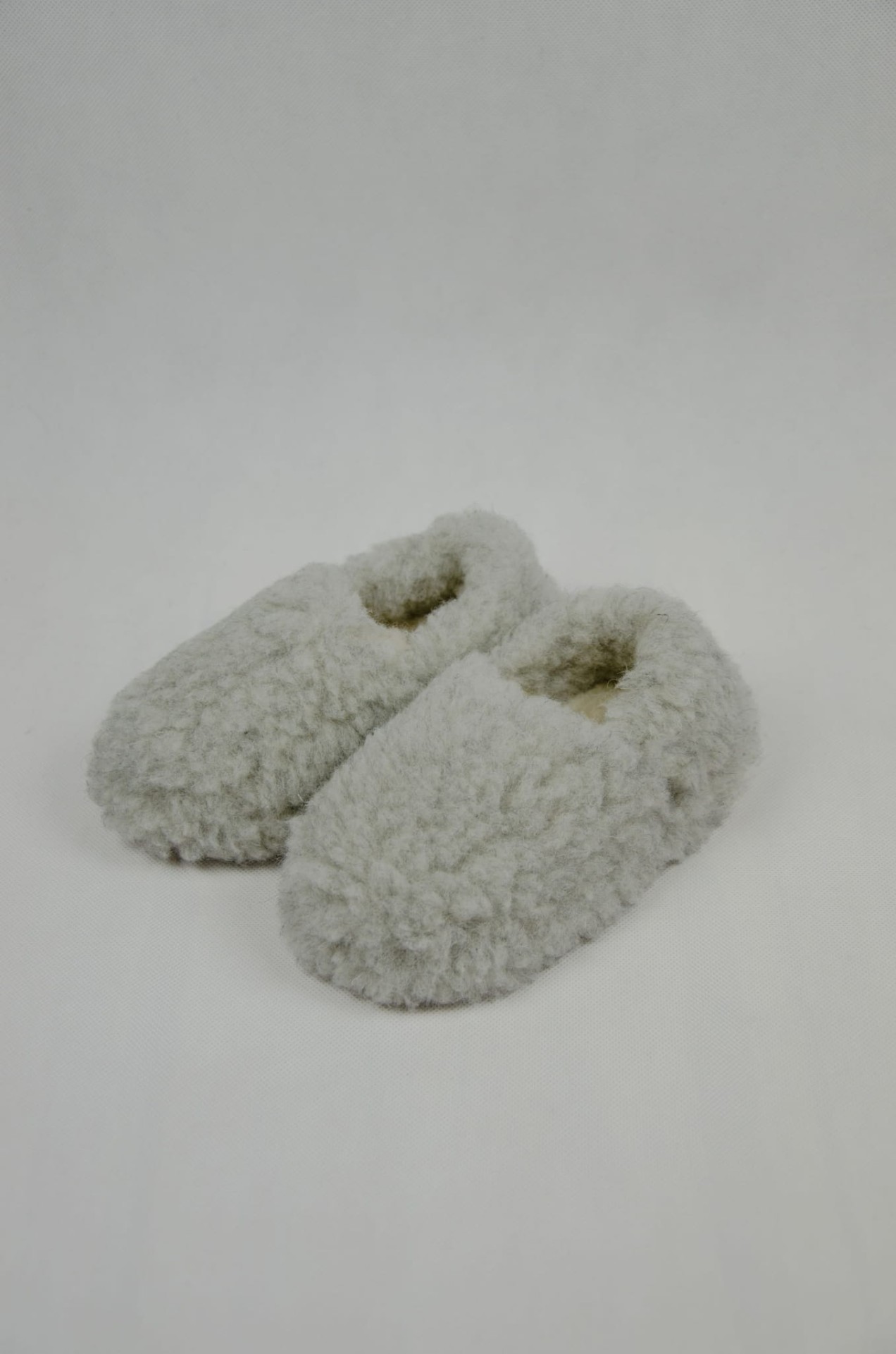 Kapcie Dziecięce Runo - Popielate - Wooltex