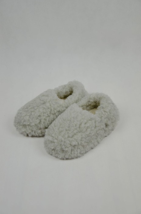 Kapcie Dziecięce Runo - Popielate - Wooltex