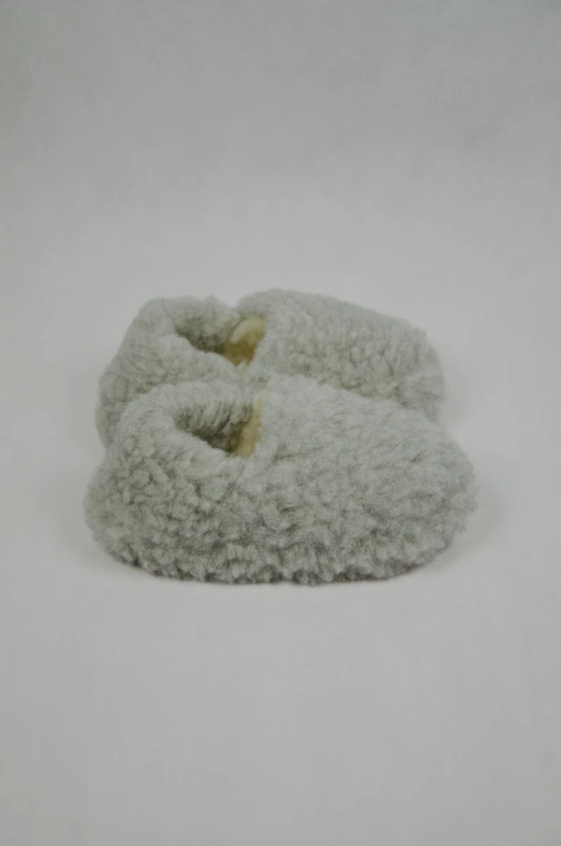 Kapcie Dziecięce Runo - Popielate - Wooltex