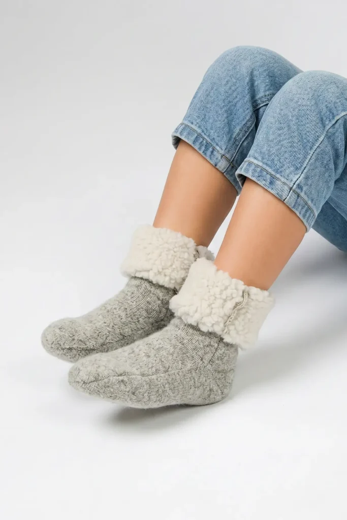 Skarpety wełniane do spania - Szare - Runo-Styl