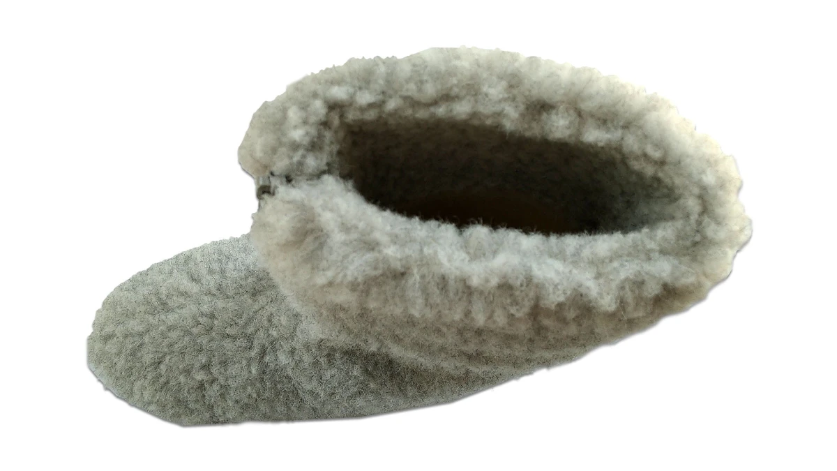Bambosze Wełniane na Zamek - Popielate - Wooltex.pl