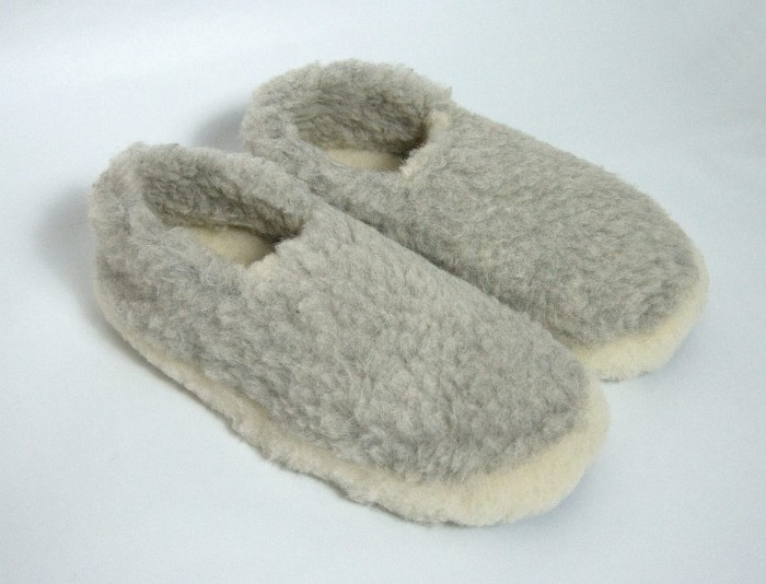 Kapcie Wełniane Runo - Popielaty - Wooltex.pl