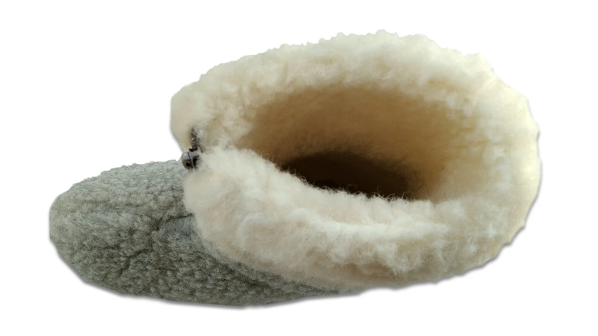 Bambosze Wełniane na Zamek - Popielaty - Wooltex.pl