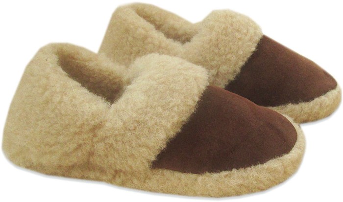 Kapcie Wełniane Pełne - Brązowy - Wooltex.pl