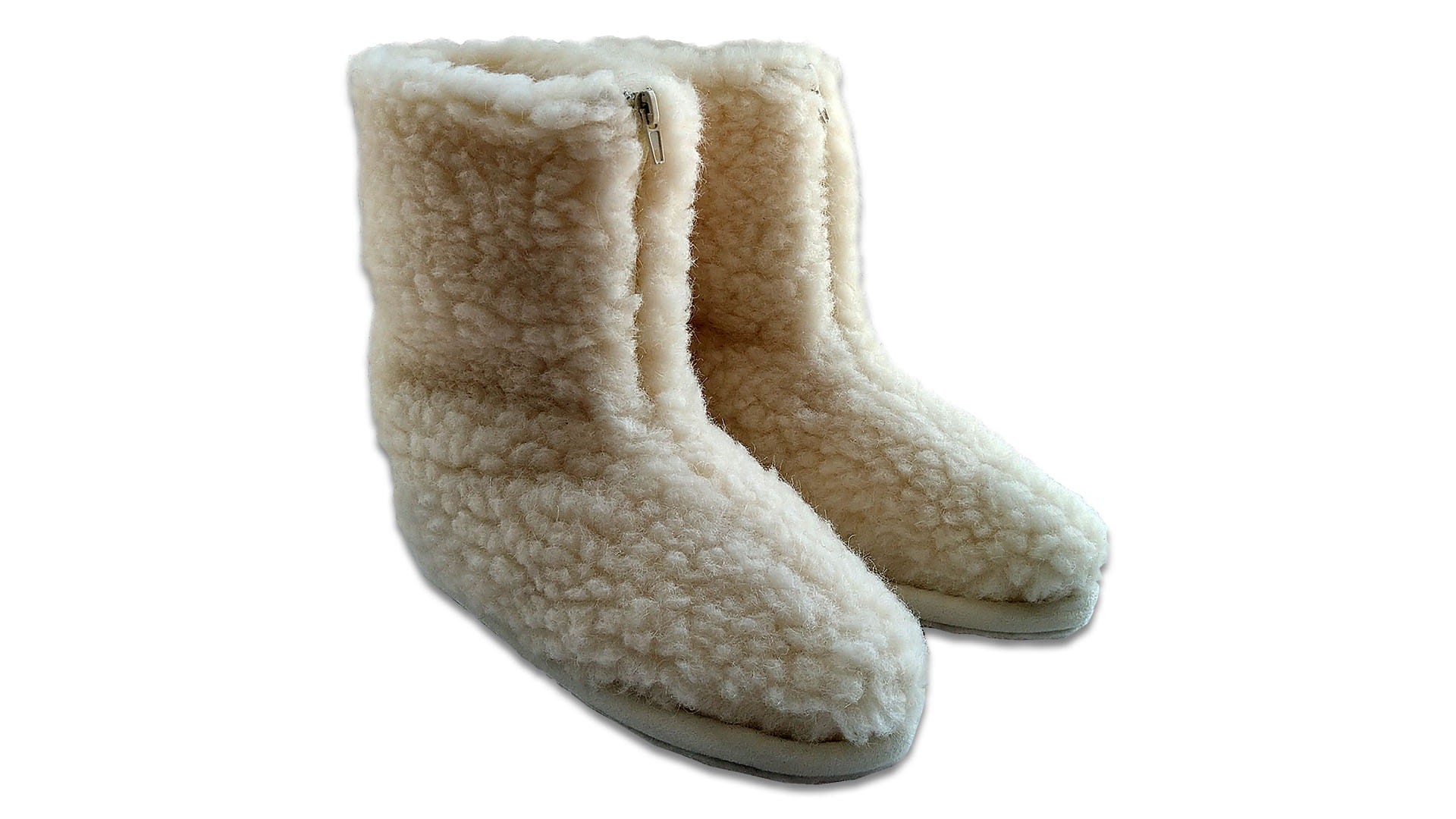 Bambosze Wełniane na Zamek - Ecru - Wooltex.pl