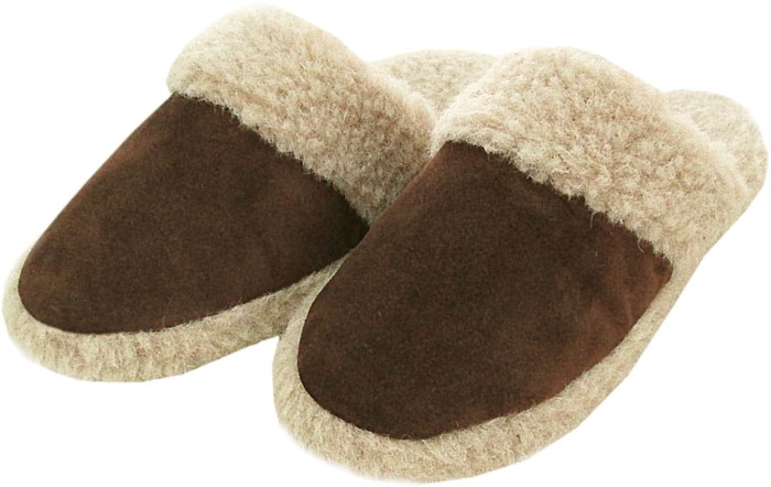 Kapcie Wełniane Wsuwane - Brązowy - Wooltex.pl